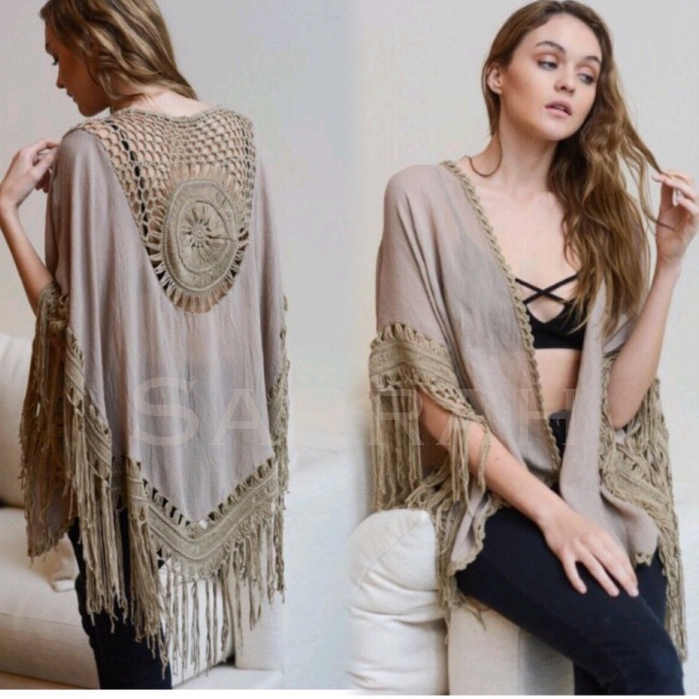 Last 1 ! New Tangier Boho macramé kimono Cardi - Picture 2 of 7